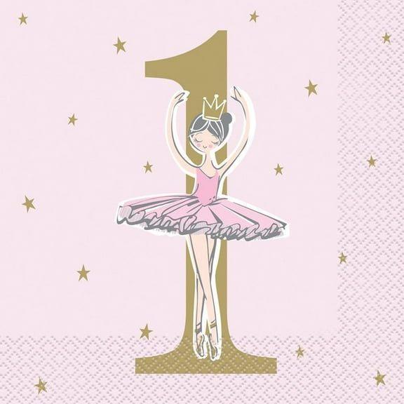 1st Birthday 'Pink and Gold Ballerina' Lunch Napkins (16ct)
