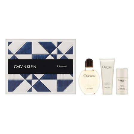 Obsession by Calvin Klein for Men 3 Piece Set Includes: 4.2 oz Eau de Toilette Spray   2.6 oz Alcohol Free Deodorant Stick   3.4 oz After Shave Balm