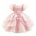 thumbnail image 4 of ATORRE Flower Girls Dress Round Neck Puff Sleeve Stylish Princess Dresses for Wedding Birthday Holiday, Girl's Formal Dress Hot Pink 1-2 Years, 4 of 9