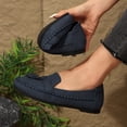 thumbnail image 3 of Rokment Fringed Ballet Flat Dress Shoes for Women Ladies Fashion Casual Suede Tassel Low Heel Slip on Penny Loafers Spring Fall Comfortable Walking Shoes Navy Size 9, 3 of 7