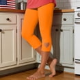 thumbnail image 4 of Women's High Waisted Yoga Pants, Heart Shaped Hollow Out Capri Leggings, 7/8 Length Workout Running Pants, Stretchy Comfort Gym Tights for Women-Orange, 4 of 8