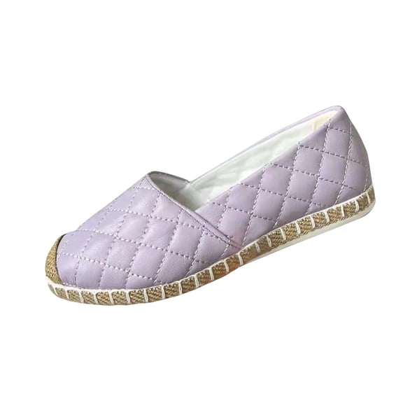 2026 Womens Clothing under $5 asdoklhq Womens Slip On Shoes Under $15,Women's Shoes Round Toe Fashion Casual Flat Plaid Retro Comfortable Soft Straw Sole