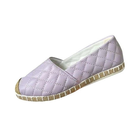 

Women s Shoes Round Toe Fashion Casual Flat Plaid Retro Comfortable Soft Straw Sole