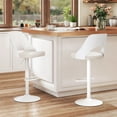 thumbnail image 2 of Gymax Bar Stools Set of 4 w/Enlarged PU Leather Seat Footrest Swivel Bar Chairs White, 2 of 10
