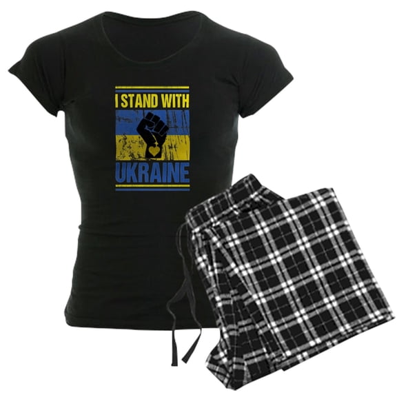 CafePress - Support Ukraine I Stand With Ukraine P Pajamas - Women's Short Sleeve Print T-Shirt and Pants Dark Cotton Pajama Set
