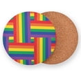thumbnail image 2 of Rainbow Color Line Drinks Coasters, Non-Scratch Cork Base Round Cups Mats for for Wooden Coffee Table, Cool Housewarming Gift for Home Decor, 2 of 7