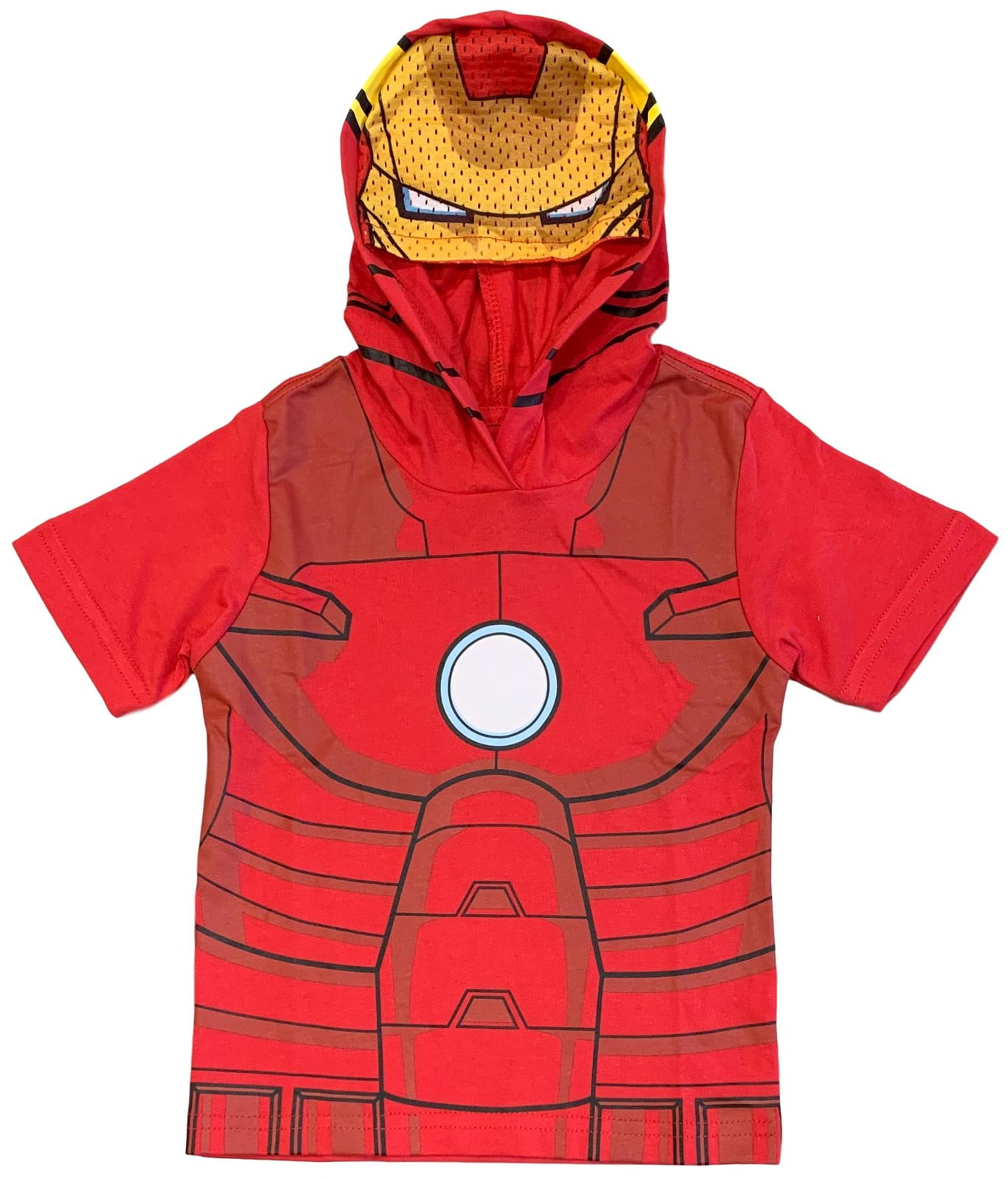 Marvel Avengers Iron Man Hooded T Shirt with Mask Toddler Boys & Little  Boys