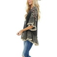 thumbnail image 6 of Chollius Women's Boho Shirts Ruffle 3/4 Sleeve Crew Neck Blouse Leopard Floral Print Patchwork Tunic Tops Plus Size Summer Hippie Clothing, 6 of 7