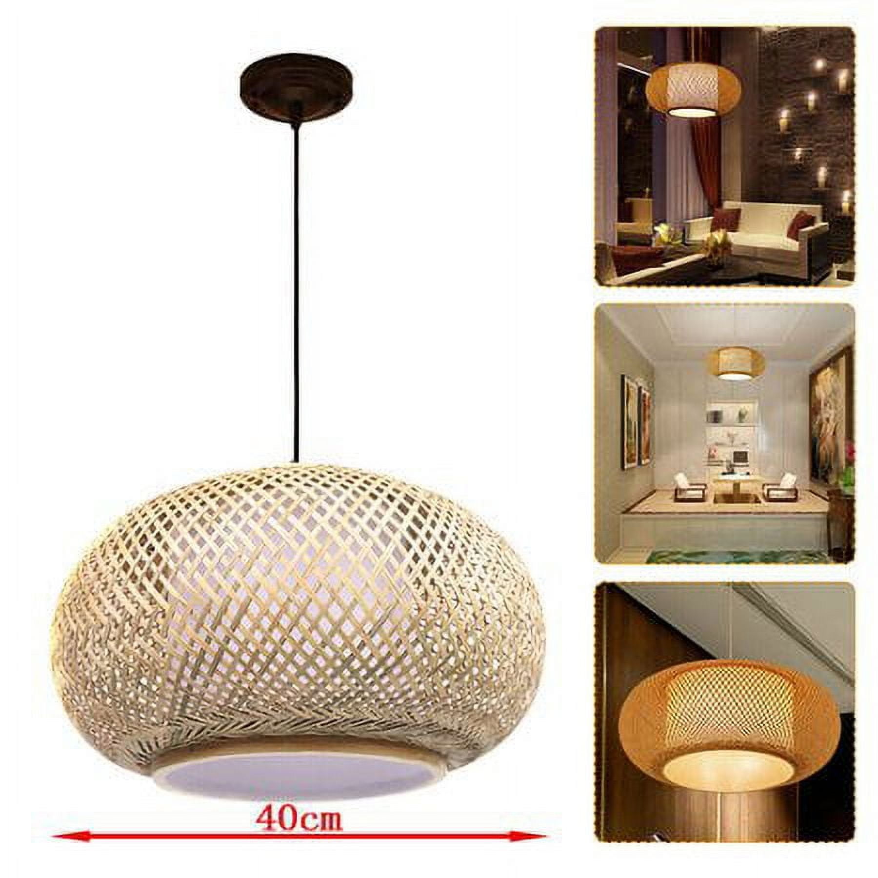 Bamboo Wicker Rattan Pendant Light Fixture Round Vintage Hanging Ceiling Lamp