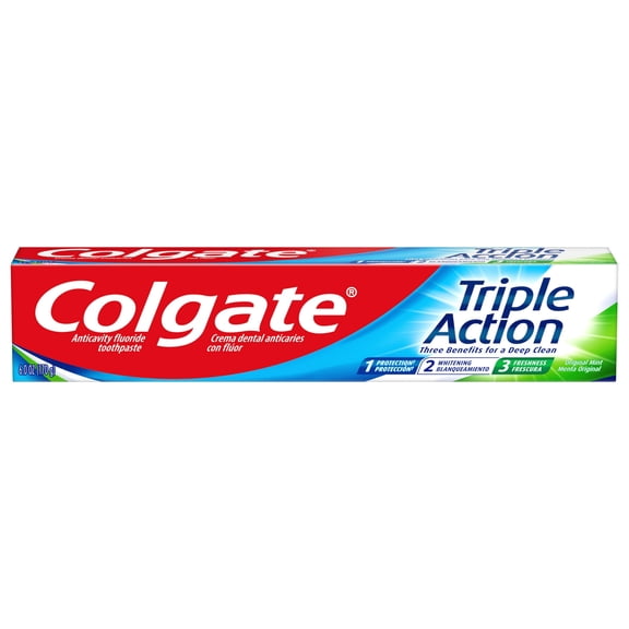 Colgate Triple Action Flouride Toothpaste Original Mint, 6 oz