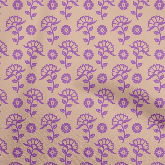 oneOone Velvet Rose Brown Fabric Asian Floral Block Quilting Supplies Print Sewing Fabric By The Yard 58 Inch Wide