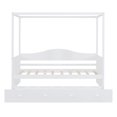 thumbnail image 3 of Twin Canopy Bed with Trundle, Solid Wood Day Bed Frame with Headboard, Footboard and Backrest, Four-Poster Sofa Bed with Sturdy Slats Support for Boys Girls Adults, No Box Spring Needed, White, 3 of 7