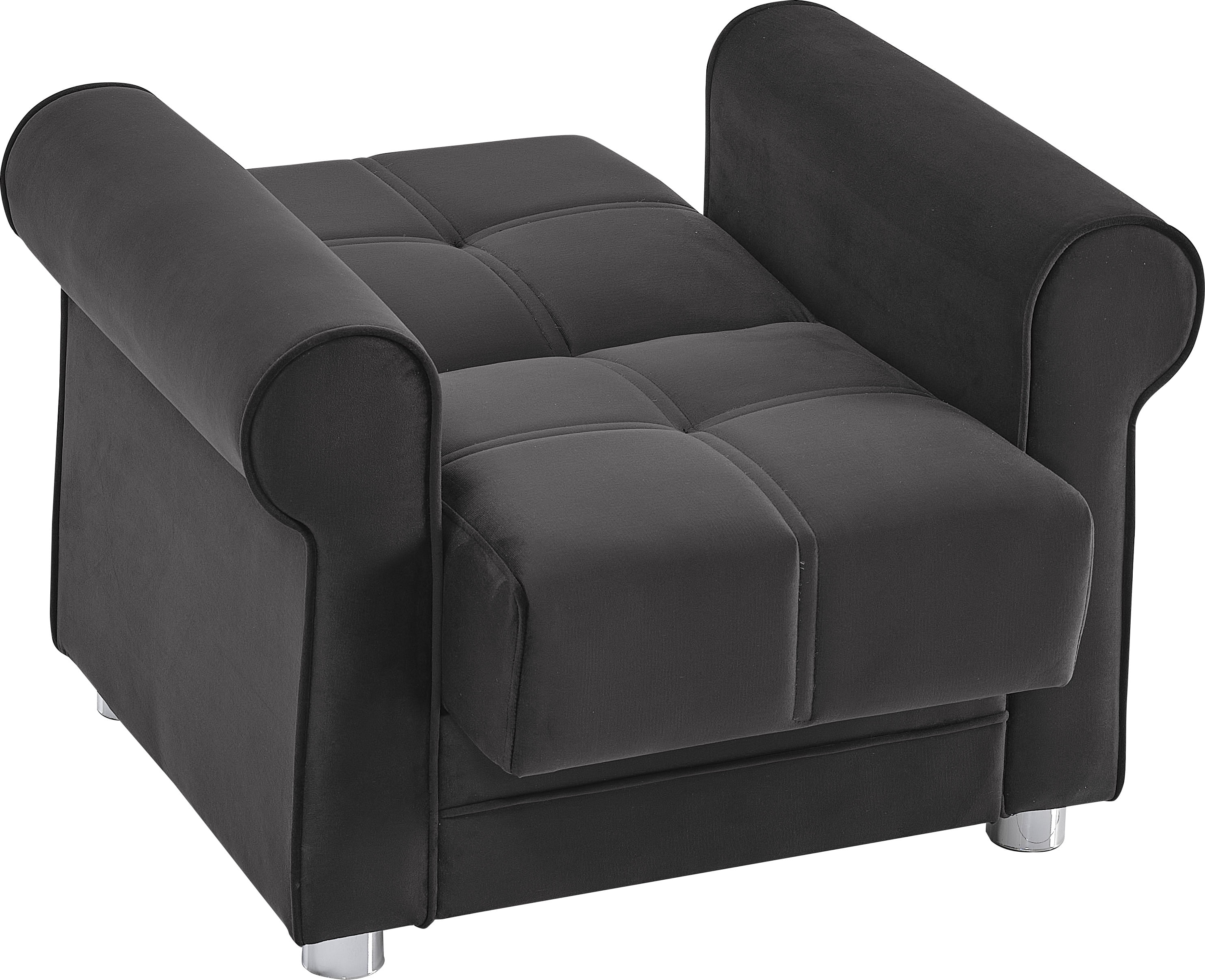 Ottomanson Convertible Accent Armchair with Hidden Storage, Firm Comfort Seating, Black