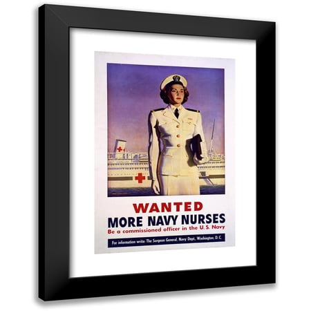 John Philip Falter 11x14 Black Modern Framed Museum Art Print Titled - Wanted More Navy Nurses-Be a Commissioned Officer in the U.S. Navy (1944)