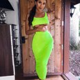 thumbnail image 2 of Women's Suspender Skirt Two Piece Set High Waist A-Line Long Skirt Splicing Street Fashion Sleeveless U-Neck Dress S M L XL, 2 of 4