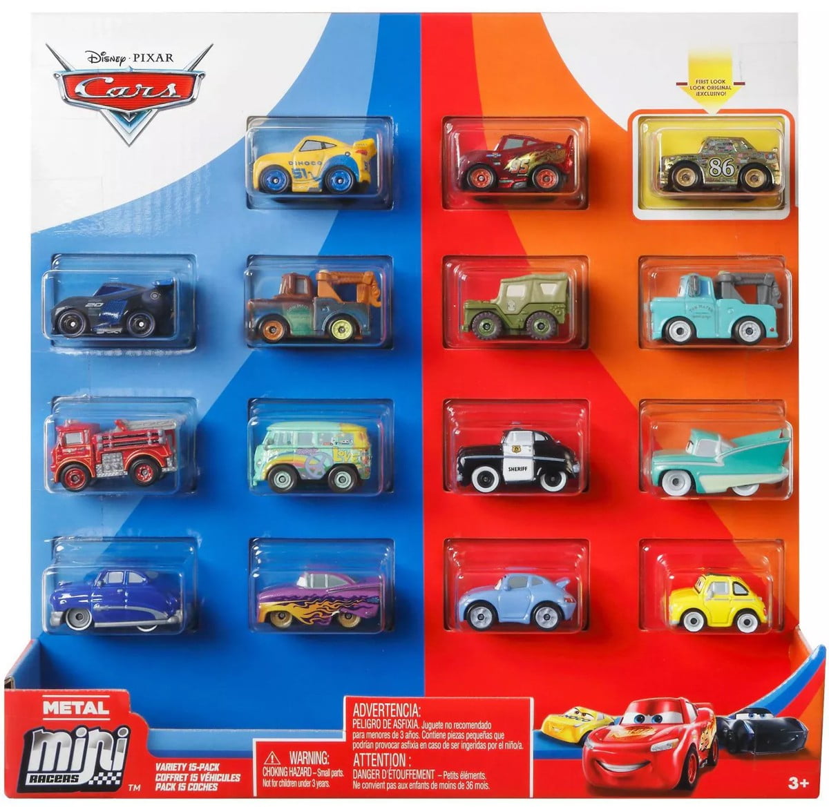Disney Pixar Cars Die Cast Metal Mini Racers Variety Car 15 Pack