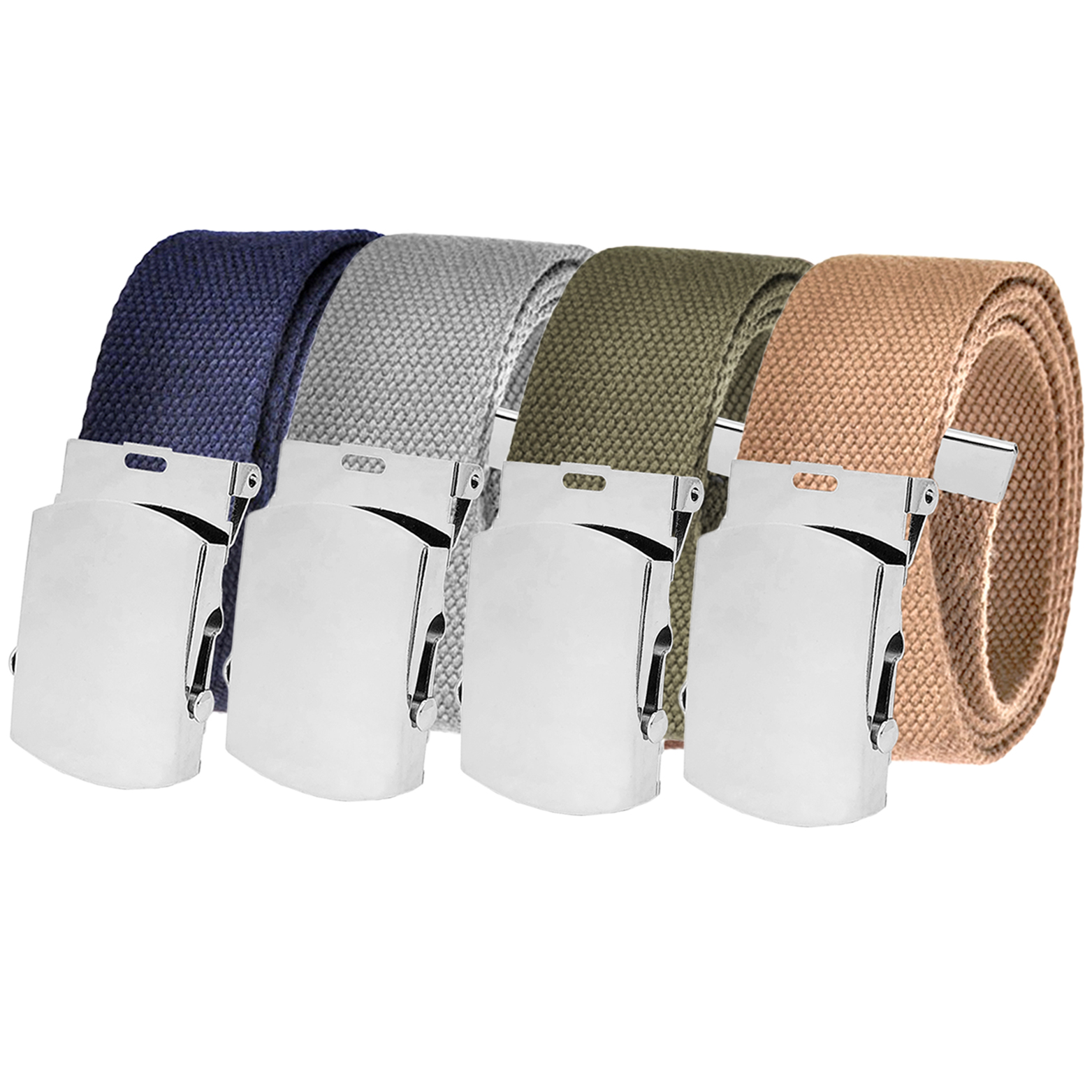 Build A Belt Adult 1.5" Classic Antique Silver Slider Buckle With Canvas Web Belt - USA Made