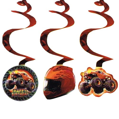 Various Hanging Swirl Decorations, Happy Birthday, 3 Count