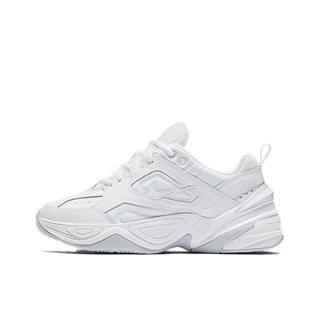 Zapatillas clásicas M2K Tekno blancas de platino puro, unisex, cómodas, de suela gruesa, estilo retro, informales, de caña baja
