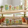 thumbnail image 2 of 3D Green Wooden Bloom Sign, 11.8×3.9 Inch Standing Spring Flowers Decorative Signage Indoor Table Centerpiece Decor, Seasonal March Tabletop Shelf Mantel Office Desk Decorations for Home, 2 of 6