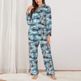thumbnail image 2 of Honeii Sea Marine And Lighthouse print Women's Pajama Sets Long Sleeve Button Down Sleepwear Nightwear Soft Pjs Lounge Sets-Large, 2 of 7