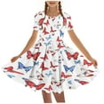 thumbnail image 2 of Feancey Cute Dresses for Toddler Girls Butterfly Print A-Line Dress Short Sleeve Casual Ruffled Hem Dance Dresses Summer Flowy Swing Dress White 14 Years, 2 of 6