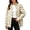 Beige, variant on SBYOJLPB Women's Polka Dot Coat Stand Collar Zip Up Jacket with Pockets