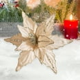thumbnail image 6 of Large Glitter Christmas Flowers, Artificial Velvet Cloth Christmas Tree Flower Ornaments Fold Floral for Christmas New Year Party Wedding Decorations (Champagne), 6 of 9