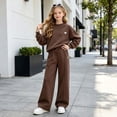 thumbnail image 2 of Kogui Big Girls Outfits Brown Print Long Sleeve Sweatshirt Pants 2pc Soft Breathable Outfit Clothing Set Fall Winter Spring Size 13-14, 2 of 8