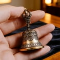 thumbnail image 5 of Brass Vajra Bell Ornament, Antique Style Small Copper Brass Bell Pendant Exquisite Metal Craft Decorative Bell for Home Meditation Room Desk Display Classic Ornament, 5 of 6