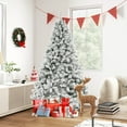 thumbnail image 3 of Topbuy 7 FT Pre-lit Artificial Christmas Tree Hinged Snow-flocked Xmas Tree with 956 Branch Tips 450 Warm White LED Lights, 3 of 9