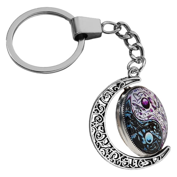 HAMPPLIES 1Pack Yin- Tai Chi Pattern Keychain Pendant for Car Keys Family Keys Bags Clothes 4x1.3in