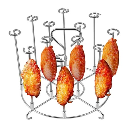 

Famure Stainless Steel Skewer Stand-12 Vertical Skewers Holders with Stands|6 Quart Air Fryer Grill Accessories|for Roasting Meat Steak Whole Chicken Sausage