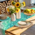 thumbnail image 4 of Teal Ombre Coastal Round 13 Inch Placemats Set of 8, Summer Nautical Beach Ocean Seaside HeatResistant Non Slip Place Mats for Dining Table, Wipeable Braided Kitchen Table Mats for Housewarming, 4 of 9