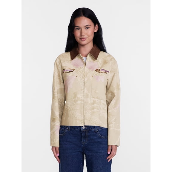 Chevy Blazer Women's Cotton Camo Jacket with Long Sleeves, Sizes XXS-4X