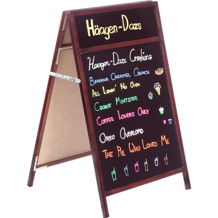 Write-on Sidewalk Sign Menu Board, Two-Sided Display Stand with 23.5