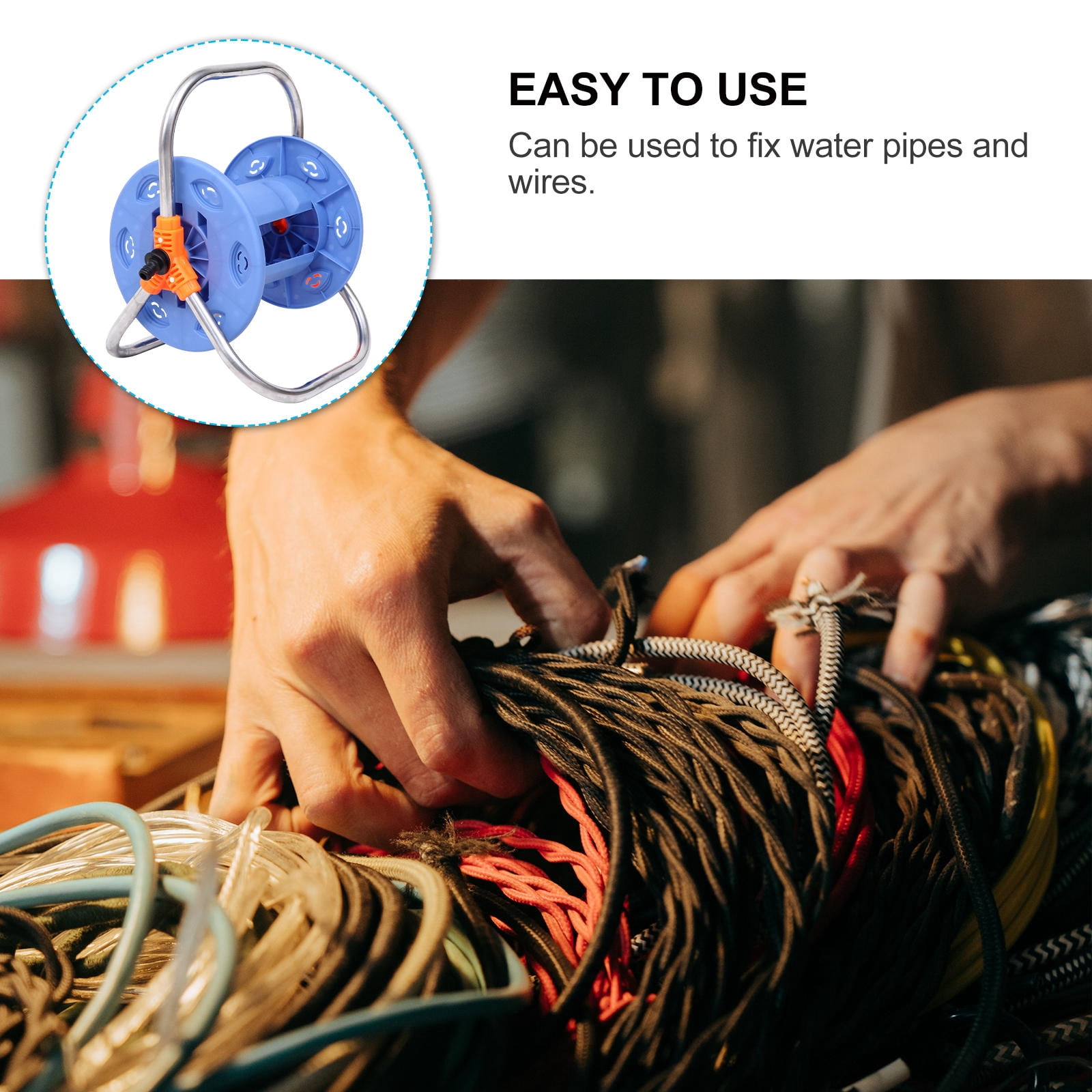 DEEPCRAFF Hose Reel, Blue, Durable and Strong, Easy Assembly, Plastic and Alloy, Effortless Use