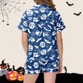 thumbnail image 5 of LRen Teens 2‑Piece Halloween Pajama Set, Ghost and Pumpkin Graphic Satin Short Sleeve Button Up Shirt Elastic Waist Shorts Pjs Sleepwear, 5 of 5