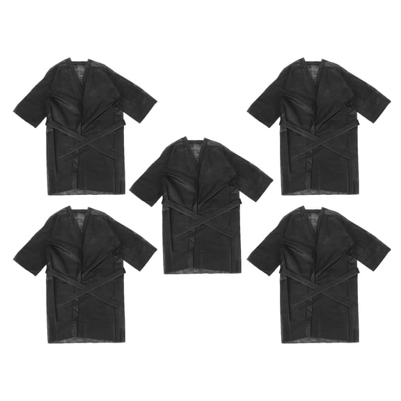LEORX 5Pcs Black Disposable Bathrobe Wraps Soft Nonwoven Fabric for Spa and Salon