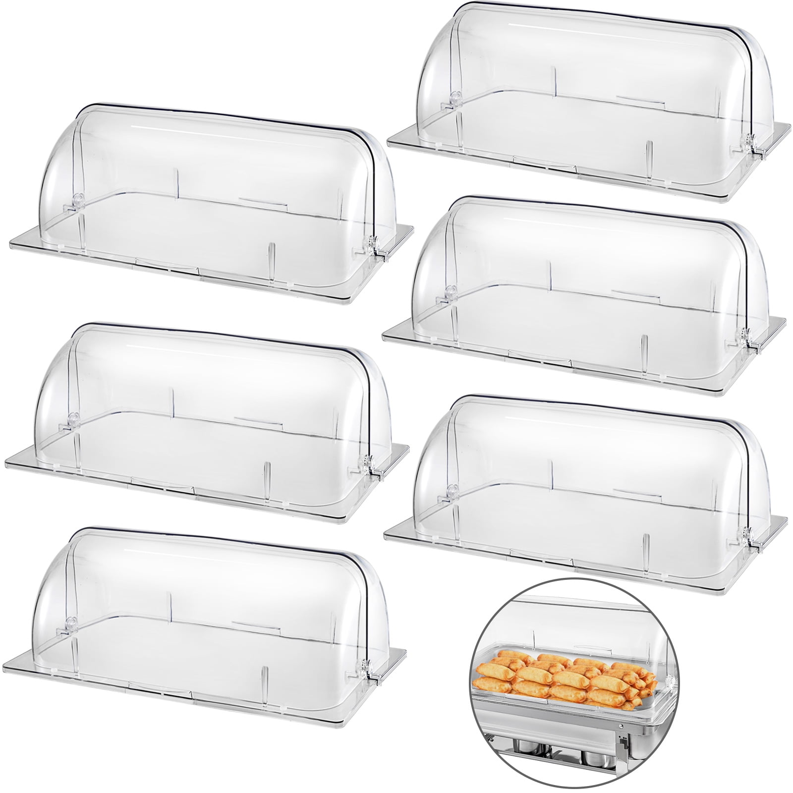 4 Pack Full Size Roll Top Chafing Dish Clear Plastic Pan Display Cover Chafer 