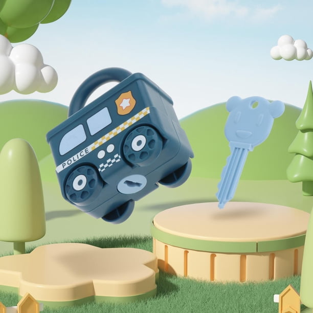 Juguete Montessori Hugo con Cerradura y Llave para Coche Azul