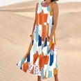 thumbnail image 2 of Summer Savings! Stamzod Summer Dresses For Women 2024 Fashion Color Block Sleeveless Long Beach Dress Plus Size Ruffle Hem Flowy Cami Dress With Pockets On Clearance, 2 of 5