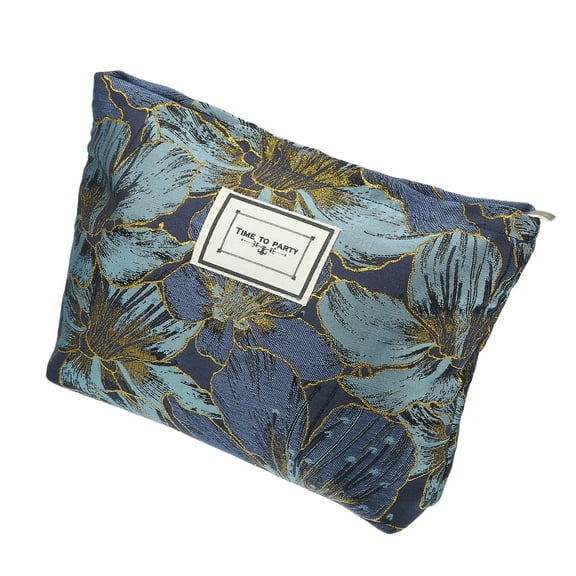 Vocoste Canvas Makeup Bag Large Capacity Makeup Pouch Women Cosmetic Bags Deep Blue