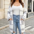 thumbnail image 2 of NSLGXD Plus Size Striped Cardigans for Women Open Front Long Sleeve Oversized Sweater Tops Casual Cozy Fall Winter Duster Cardigan with Side Pockets L-3XL, 2 of 7