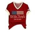 thumbnail image 3 of Womens Tops 250Th Anniversary Print V Neck T Shirt Patriotic Casual Loose Top T-Shirts for Women Red Xl, 3 of 7