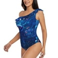 thumbnail image 3 of Picia Deep Sea Glowing Fishes Pattern Women's One Piece Swimsuits,One Shoulder Swimwear Asymmetric ,Ruffle Monokinis Bathing Suits,High Waisted Flattering Bathing Suits-Medium, 3 of 8