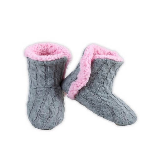 Blended Women's Cable Knit Booties House Slippers w/ Sherpa Fleece