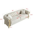 thumbnail image 4 of Chesterfield Button Tufted Velvet Sofa, Upholstered Couch With Rolled Arms and Gold Metal Legs For Living Room Office Apartment, 4 of 12
