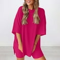 thumbnail image 5 of Moxiu Two Piece Outfits for Women Lounge Set Summer Casual Oversized Tshirts Biker Shorts Matching Airport Travel Loungewear 2025 Hot Pink,XXXXL, 5 of 8