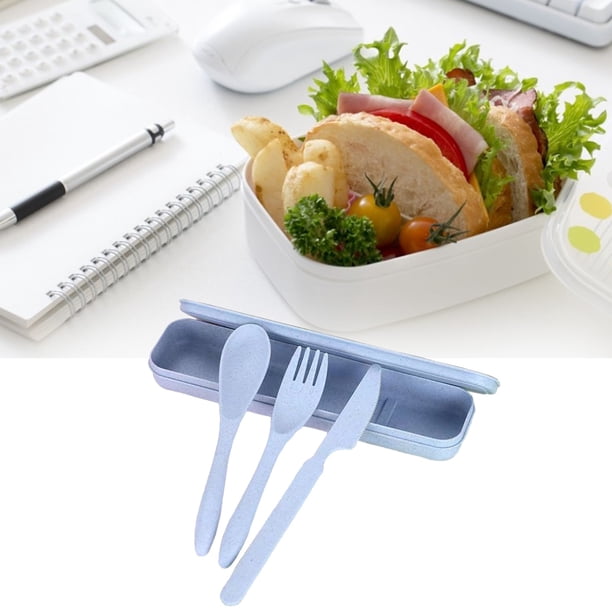 Utensilios de cocina, juego de cubiertos de paja de trigo Juego de cubiertos de paja de trigo portátil Juego de tenedores, cucharas y cuchillos de paja de trigo Durabilidad probada en el tiempo